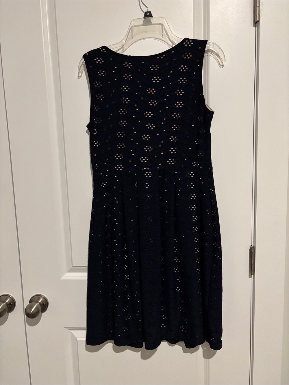 Enfocus Studio Navy Eyelet Sleeveless A-Line Dress - Picture 3 of 4